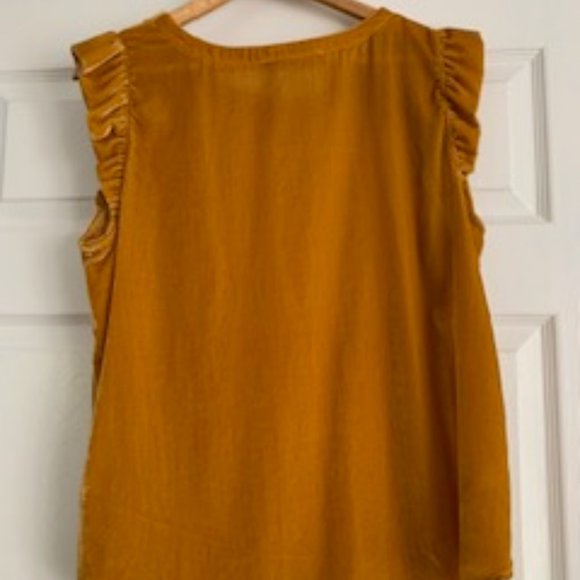 Loft Burnt Yellow Velour Top with snaps - Picture 4 of 4